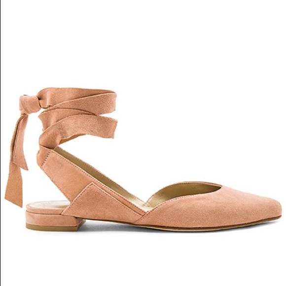 NWOT Stuart Weitzman Supersonic Naked Suede Tan Camel Flats Lace Up Almond Toe 9 - Picture 2 of 8